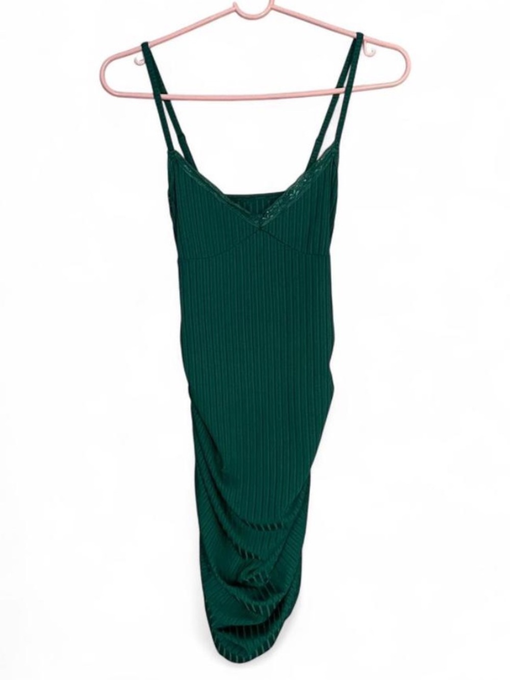 Emerald Green Ribbed Slip Dress